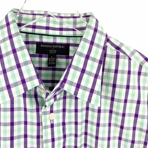 Banana Republic Plaid Checkered Button Down Large - Picture 5 of 7